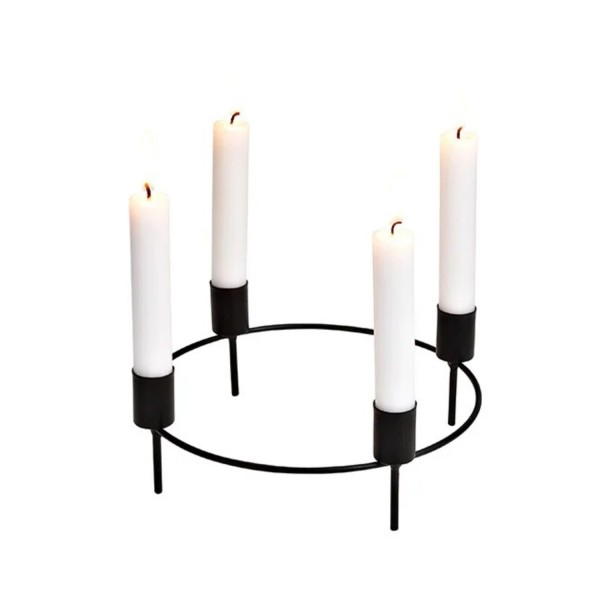 Kerzenhalter Kranzstecker für 4 Kerzen aus Metall Schwarz Ø 22cm 10031811 