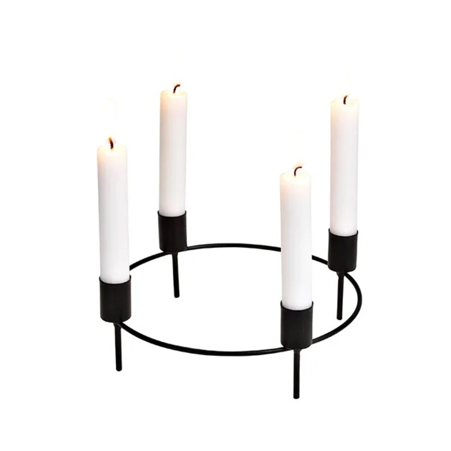 Kerzenhalter Kranzstecker für 4 Kerzen aus Metall Schwarz Ø 22cm